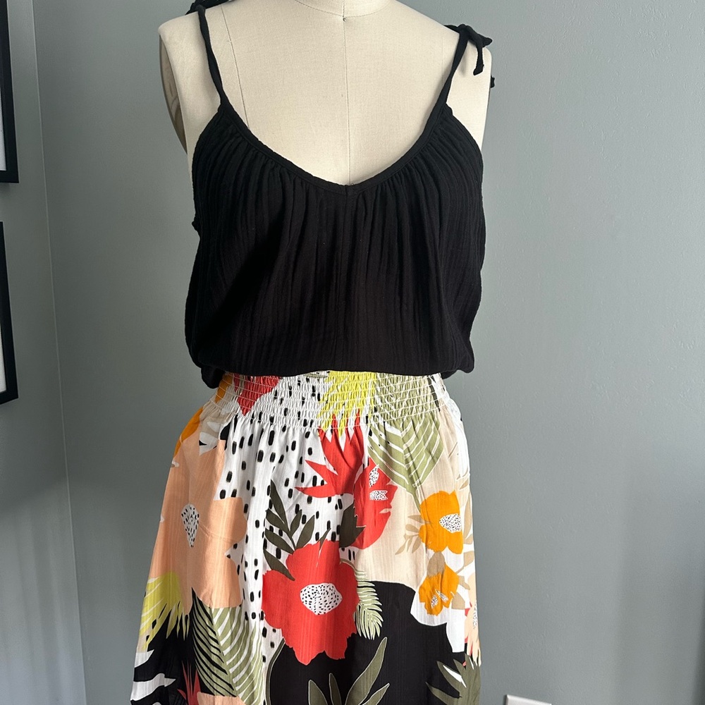 Loft Floral Black Skirt